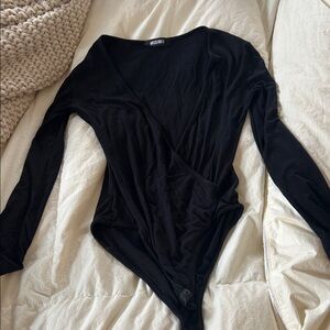 Missguided Black Wrap Bodysuit